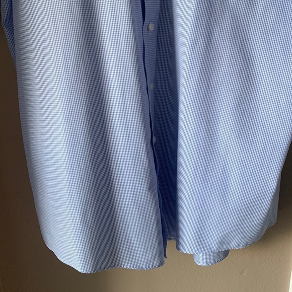 L.L. BEAN Blue Short Sleeve Gingham Button Down Shirt - Picture 5 of 6